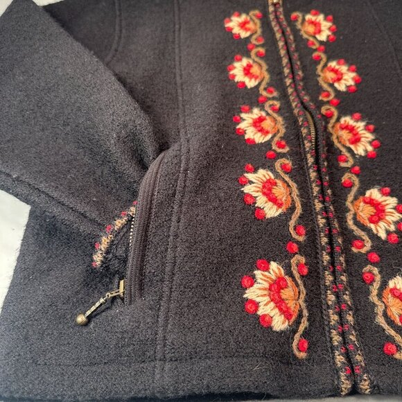 Icelandic Designs Wool Embroidered Jacket Women Floral Cottagecore Full Zip - Picture 13 of 16